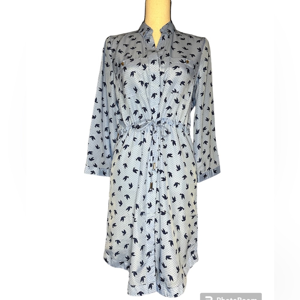 Spencer Jeremy Womens size 6 shirt dress Birds Blue